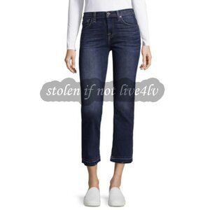 NWT Auth 7 For All Mankind Bootcut Crop Raw Hem Dark Wash Mid Rise Jeans Size 27